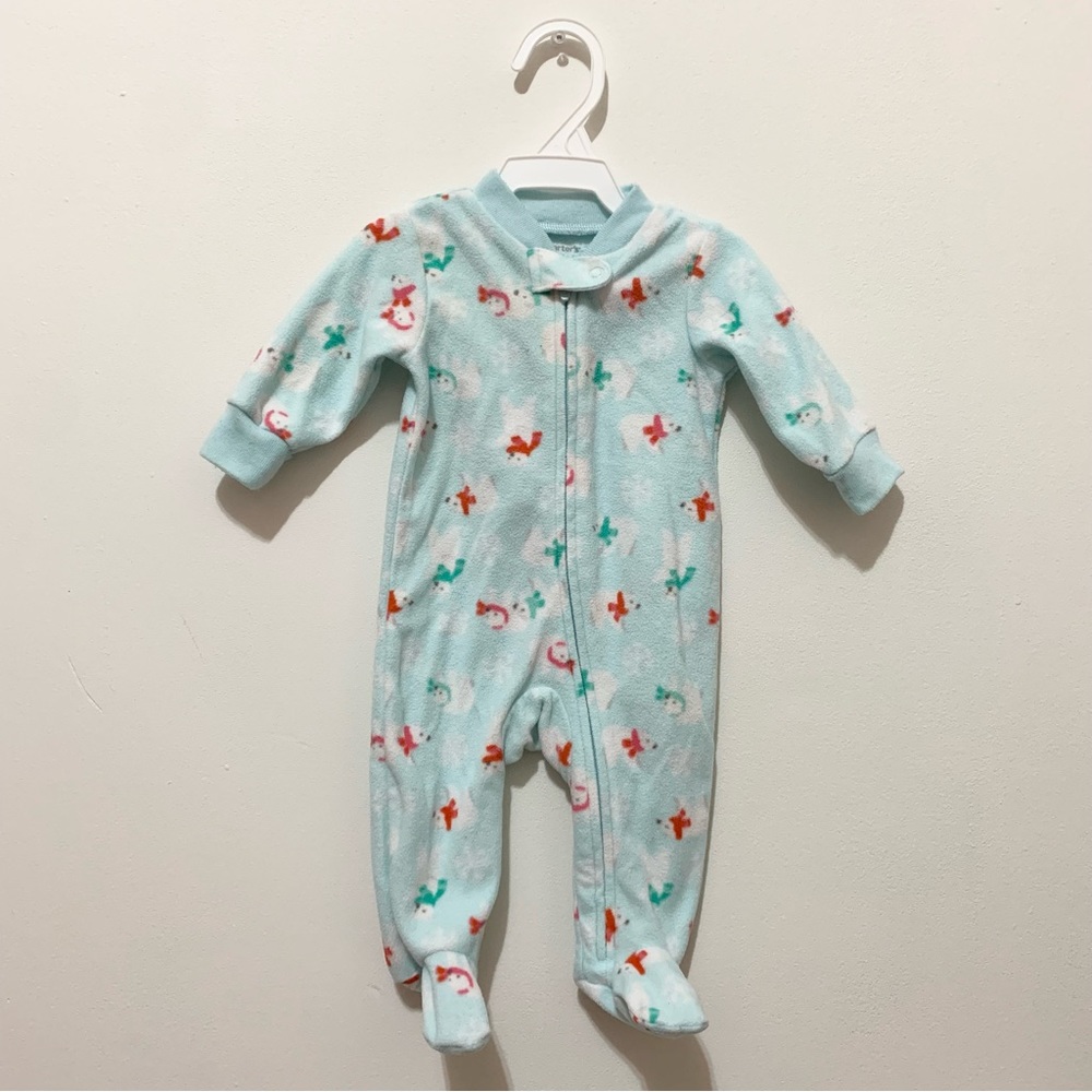 Carter's 🎀3 month Mint Polar Bear Fleece Sleeper🎀 baby clothes winter pajamas